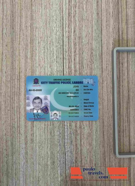 Pakistan City Traffic Police Lahore DL  photolook FRONT PSD template